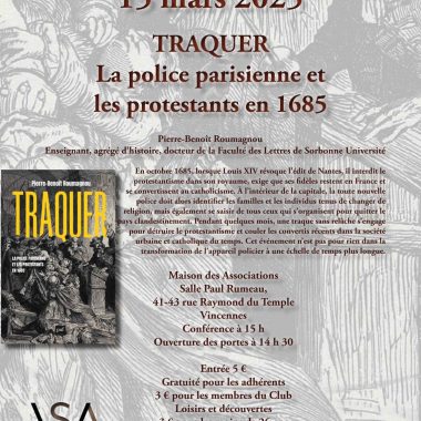 Conférence : Traquer ! La police parisienne et les protestants en 1685