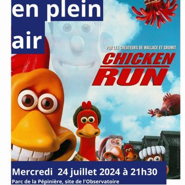 Cinéma en plein air , Film Chicken Run à la Pépinière