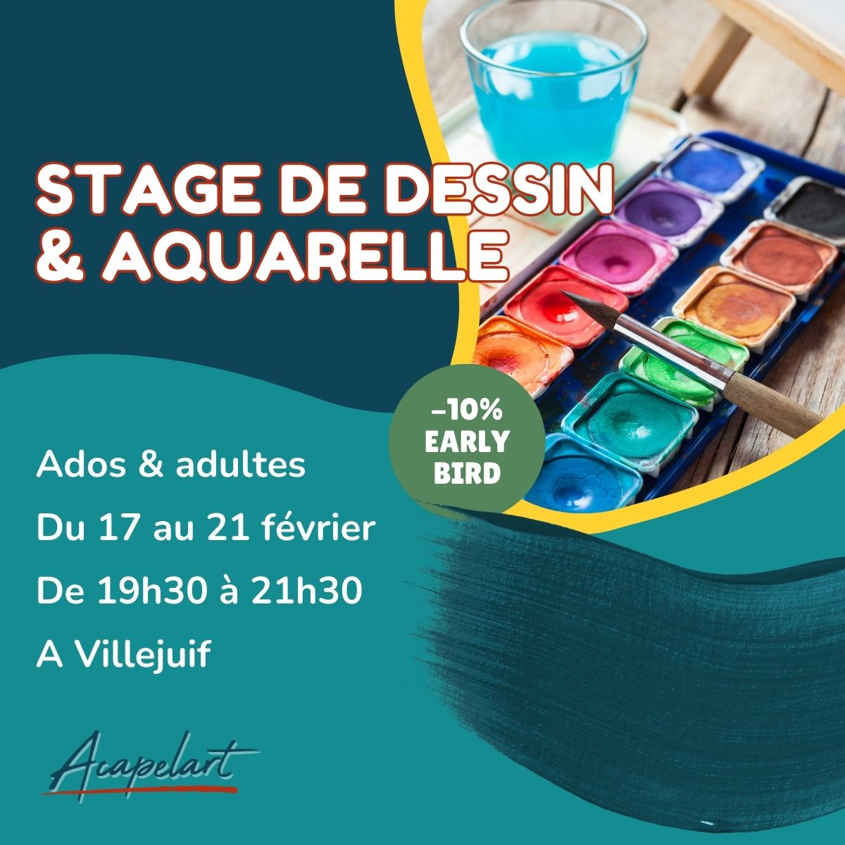 Stage dessin & aquarelle ados/adultes Du 17 au 21 fév 2025